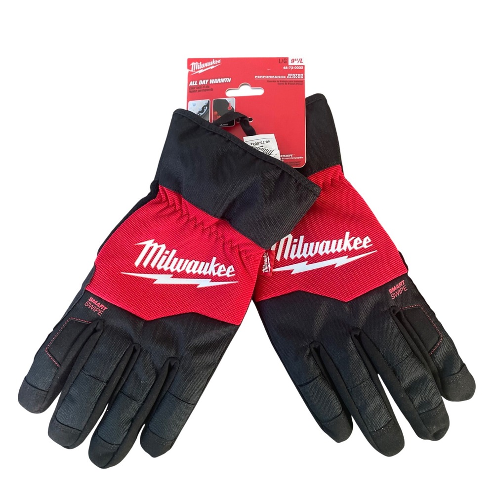 Milwaukee Winter Performance Gloves 48-73-0032 Black Red Insulated Mens Large